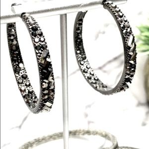 *NEW* Gunmetal Black Stone In-Out Earrings